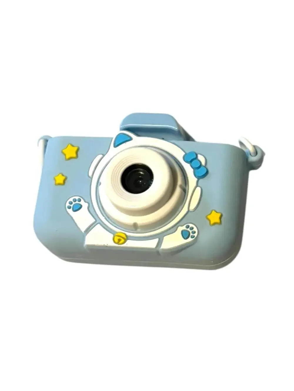 Kids Digital Camera Blue Cat Silicone Case Photo Video Games Toddler